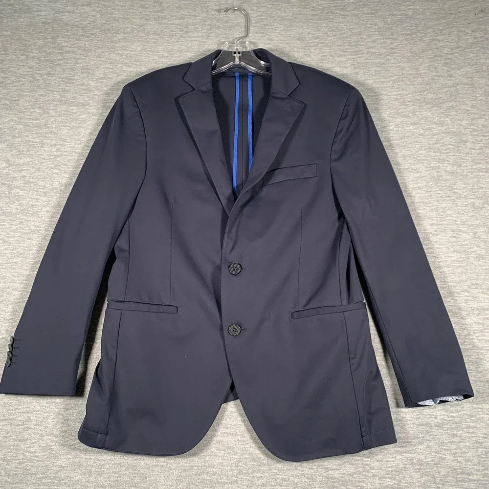 Twillory Blazer Mens 38S Blue Stretch 2 Button Suit Jacket Machine Washable